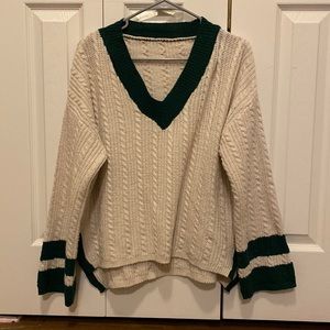 White and Green Sweater